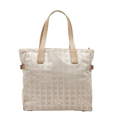 シャネル ニュートラベルライン ココマーク トートバッグ ピンクベージュ キャンバス レザー レディース CHANEL 【中古】